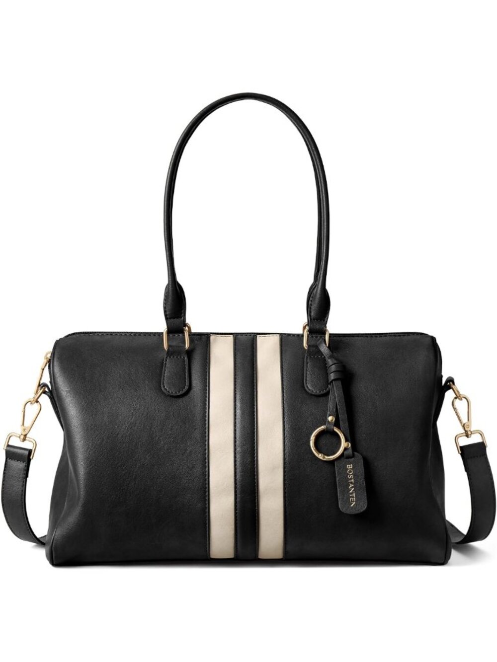 Large Color-Block Striped Women's Satchel Handbag - Stylish Boston Tote Bag